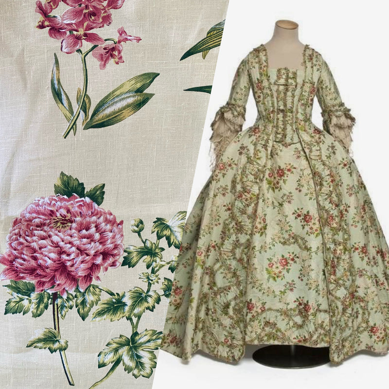 App Sale: Queen Rachel Designer 100% Linen Floral Fabric