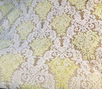 Sir Mason Novelty Italian Burnout Damask Chenille Upholstery Velvet Fabric Yellow Cream - Fancy Styles Fabric Pierre Frey Lee Jofa Brunschwig & Fils