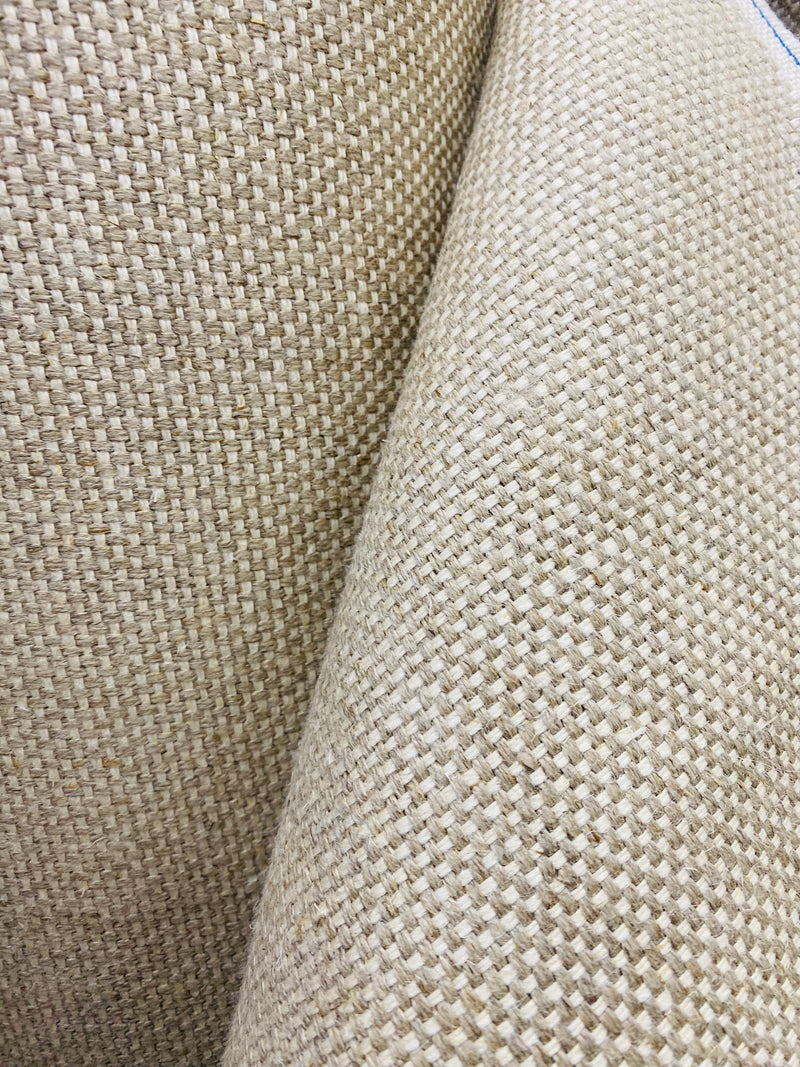 NEW! Lord Byronne 100% Linen Basketweave Upholstery Fabric White Beige Melange- Made in Ireland