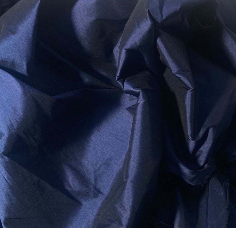 NEW: Lady Frank Light Designer “Faux Silk” Taffeta Fabric Made in Italy - Navy Blue with Black Iridescence