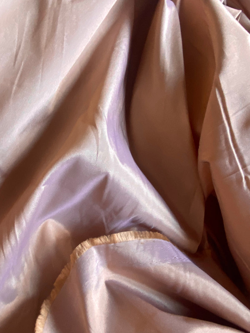 NEW Lady Frank Light Designer “Faux Silk” Taffeta Fabric Made in Italy Peach Gold with Lavender Grey Iridescence
