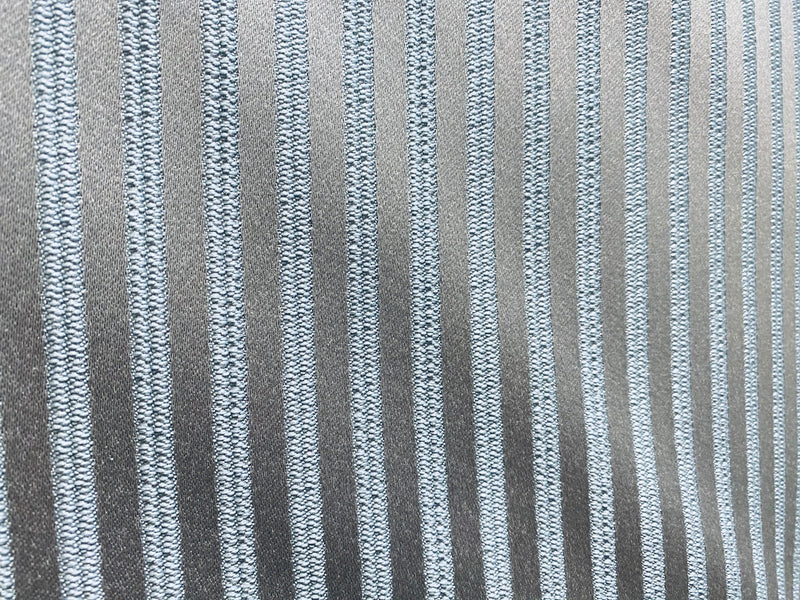 Italian Ribbon-Look Swirl Brocade - Steel Grey / Black / Off-White - Fabric  by the Yard