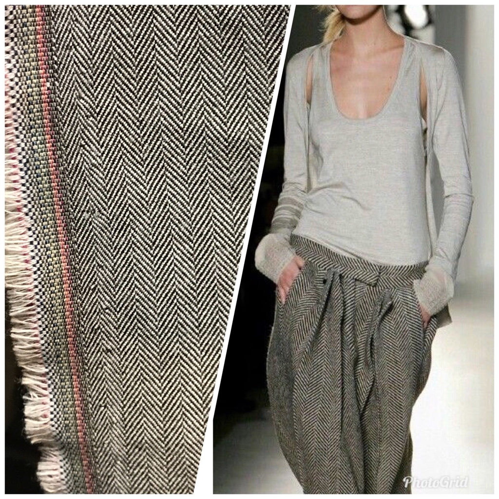 Close-Out Designer Runway Imported Herringbone Wool Woven Fabric By the Yard - Fancy Styles Fabric Pierre Frey Lee Jofa