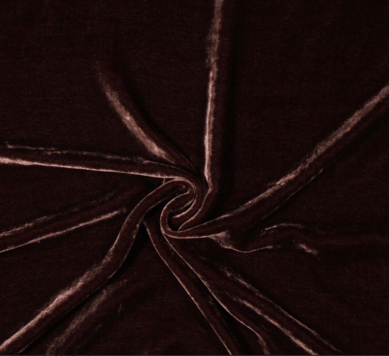SALE! Designer Runway Chocolate Brown Silk Rayon Velvet Fabric By the yard - Fancy Styles Fabric Boutique