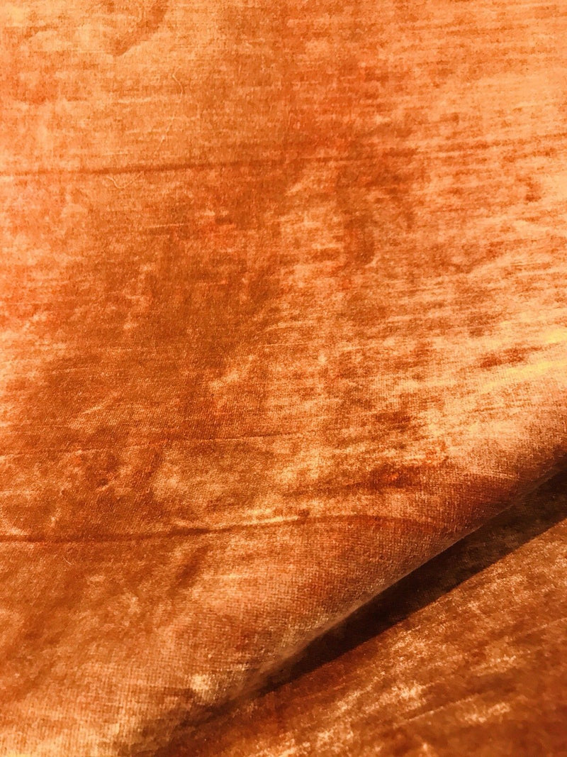 SWATCH 4” X 7” - Burnout Velvet Floral Upholstery Fabric- Burnt Orange Rust  Red