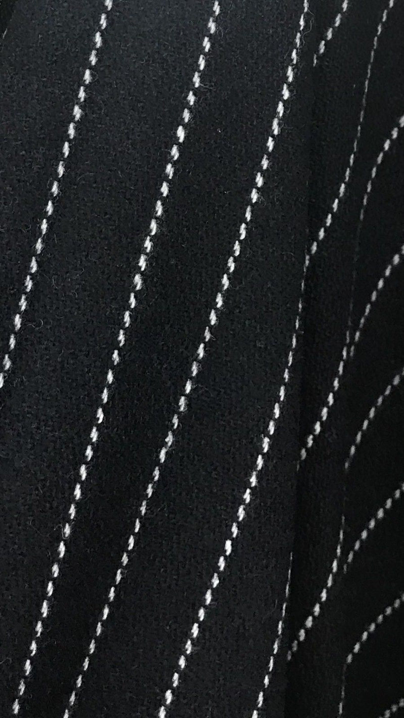 NEW Close-Out Designer Wool Dacron Pinstripe Coat Fabric - Black White