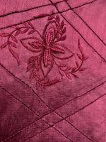 SWATCH 100% Silk Washed Dupioni Embroidered Floral Quilted Motif Fabric - Red - Fancy Styles Fabric Pierre Frey Lee Jofa Brunschwig & Fils