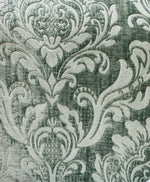 Queen Isabella Designer Damask Burnout Chenille Velvet Fabric -Green Grey BTY - Fancy Styles Fabric Pierre Frey Lee Jofa Brunschwig & Fils