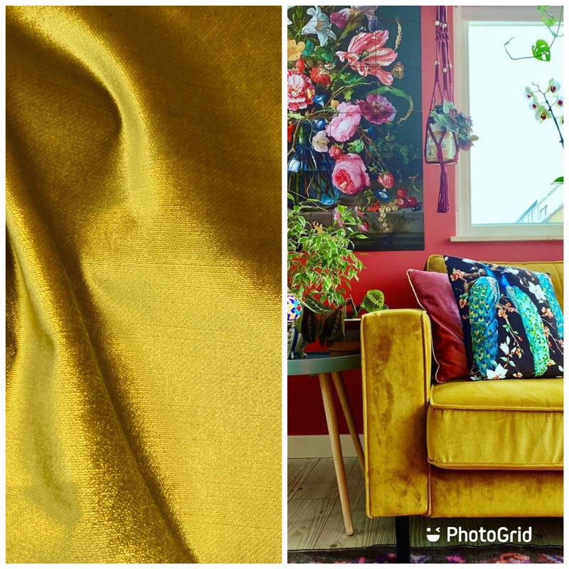 NEW Designer Made In Belgium Upholstery Velvet Fabric- Mustard