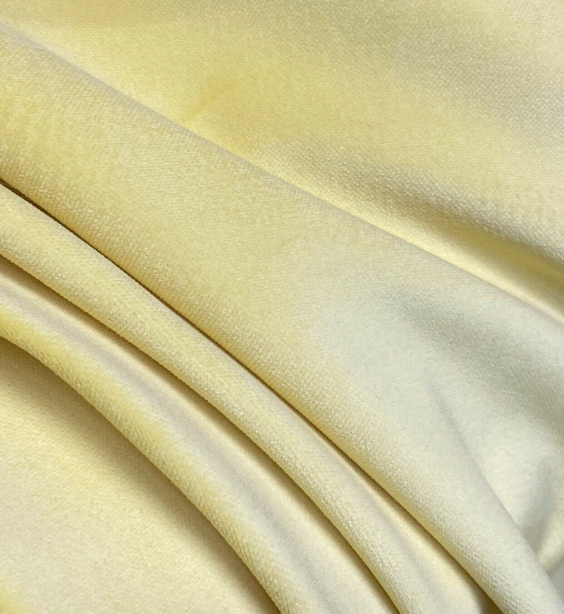 NEW! Prince Fabrielle - Designer Light Weight Cotton Velvet Upholstery  Fabric - Soft- Light Yellow