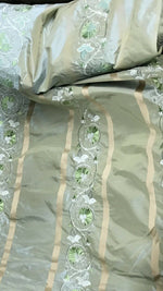 SALE! Duchess Jezebel Designer 100% Silk Taffeta Aqua Green Fabric Embroidered Drapery - Fancy Styles Fabric Pierre Frey Lee Jofa Brunschwig & Fils