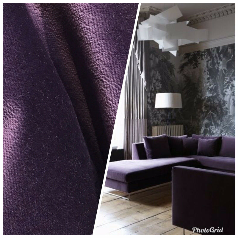 HHF Davis Plum - Velvet Upholstery Fabric