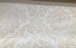 Queen Isabella Designer Drapery Damask Burnout Chenille Velvet Fabric - Pearl Ivory - Fancy Styles Fabric Pierre Frey Lee Jofa Brunschwig & Fils