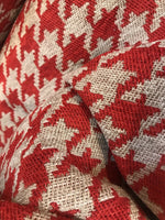 NEW Designer Upholstery Oversized Houndstooth Pattern Fabric - Red & Natural - Fancy Styles Fabric Pierre Frey Lee Jofa Brunschwig & Fils