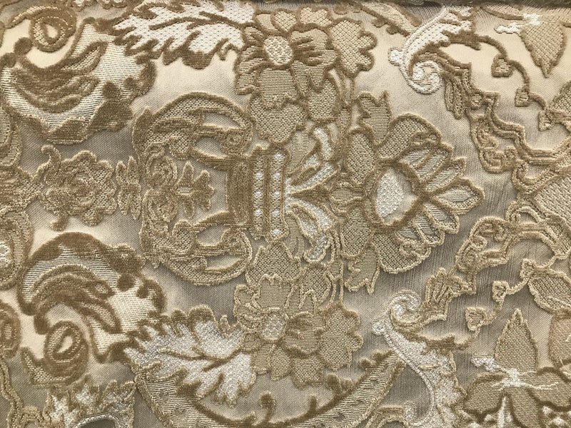 NEW! Made In Belgium Brocade Chenille Velvet Fabric- Honey Damask- Upholstery - Fancy Styles Fabric Boutique