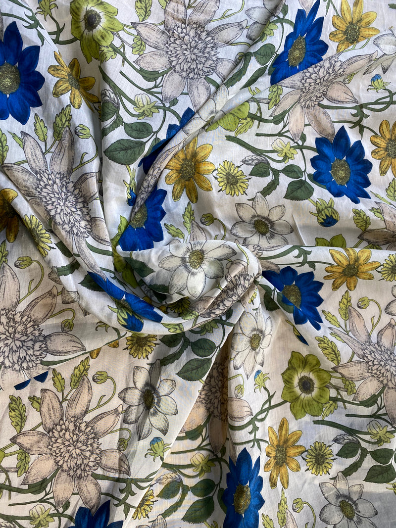 NEW Lady Lynn Designer Silk Cotton Blend Woven Floral Fabric
