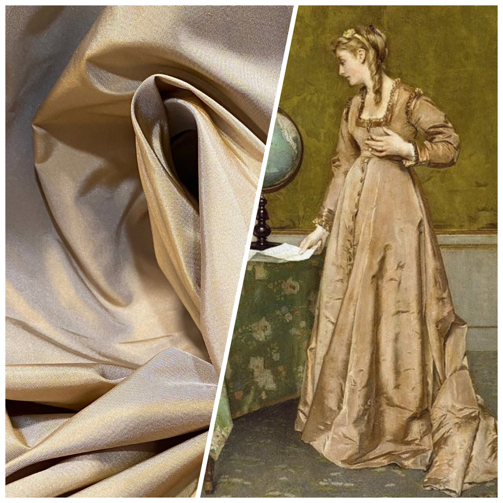 NEW Lady Lisa 100% Silk Taffeta Fabric Solid Gray with Gold Iridescence - Fancy Styles Fabric Pierre Frey Lee Jofa Brunschwig & Fils