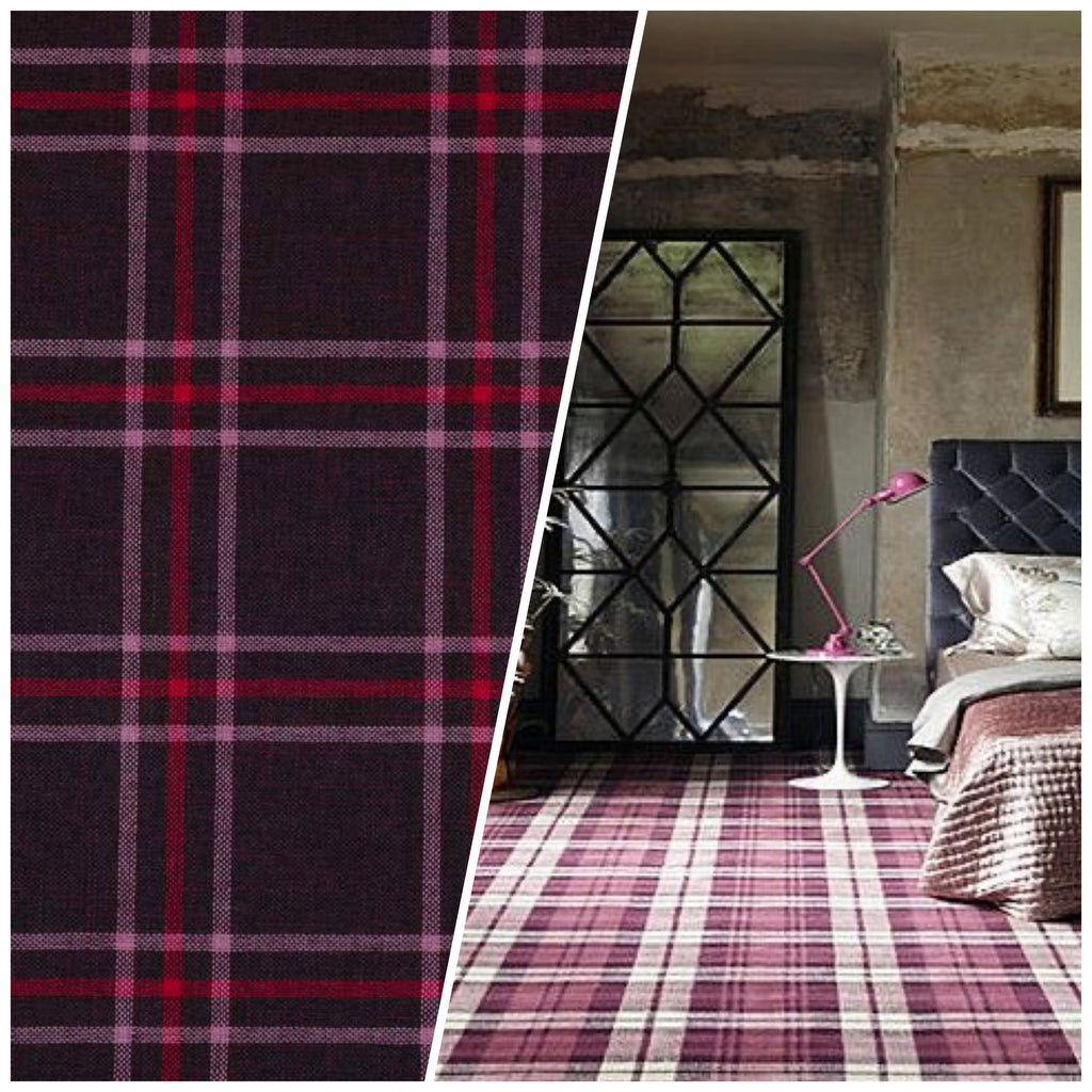 NEW Sir Adrian Plaid Tartan Upholstery Fabric in Aubergine - Fancy Styles Fabric Pierre Frey Lee Jofa Brunschwig & Fils