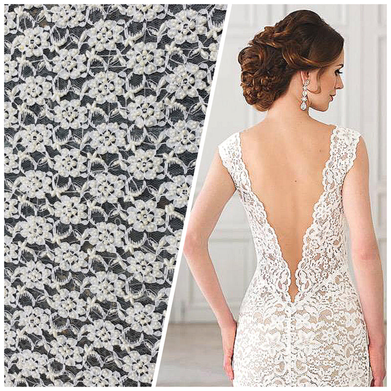 NEW Designer Bridal Beaded Mesh Floral Lace with Pearls Fabric | www.fancystylesfabric.com NEW Designer Bridal Beaded Mesh Floral Lace with Pearls Fabric | www.fancystylesfabric.com