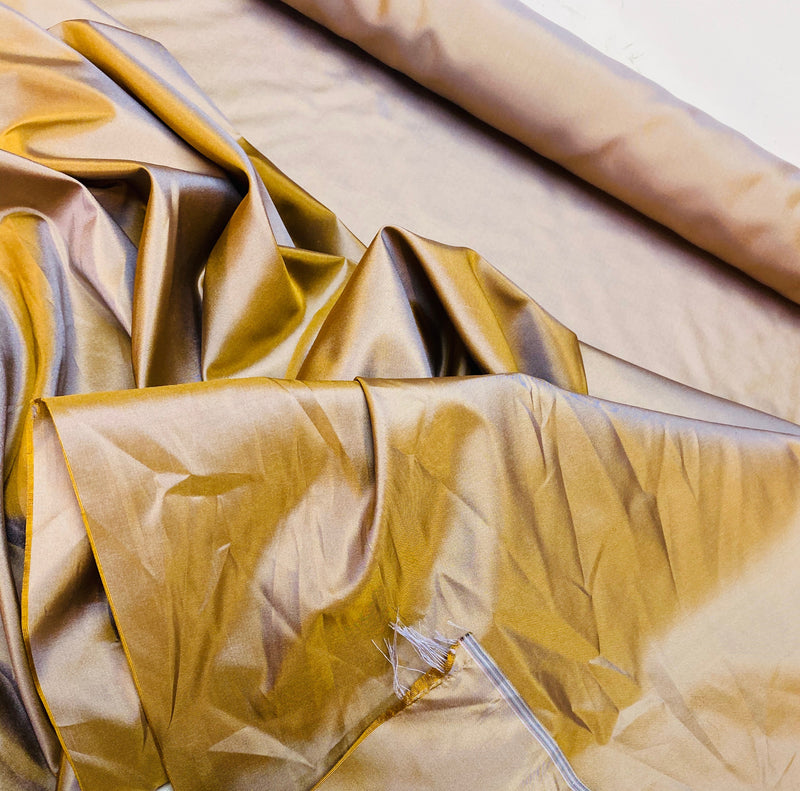 NEW Lady Lisa 100% Silk Taffeta Solid Chartreuse Gold & Lavender Iridescent  Fabric