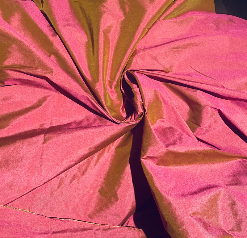 NEW Lady Frank Light Designer “Faux Silk” Taffeta Fabric Made in Italy Rose Pink with Green Iridescence