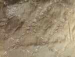 NEW Queen Delila 100% Silk Dupioni Fabric with Diamond Leaf Motif in Old Gold
