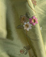 NEW Duchess Rowena Designer 100% Silk Dupioni - Pistachio Green with Floral Embroidery Vines - Fancy Styles Fabric Pierre Frey Lee Jofa Brunschwig & Fils