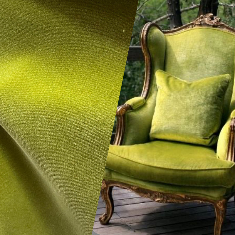 NEW! Prince Oliver - Designer 100% Cotton Made In Belgium Upholstery Velvet Fabric - Icy Kiwi - Fancy Styles Fabric Pierre Frey Lee Jofa Brunschwig & Fils