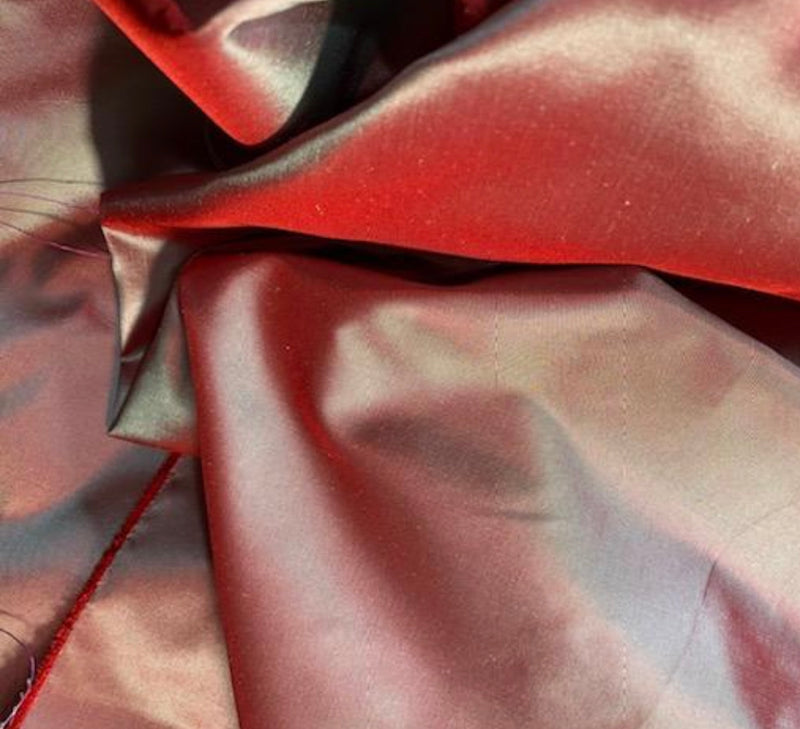 100% Silk Organza in Red with Duck Egg Blue Iridescence - Fancy Styles Fabric Pierre Frey Lee Jofa Brunschwig & Fils