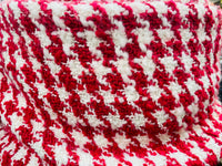 NEW Sir Marco Designer Italian Oversized Houndstooth Knit Wool Blend Fabric - Fuchsia Red & White - Fancy Styles Fabric Pierre Frey Lee Jofa Brunschwig & Fils
