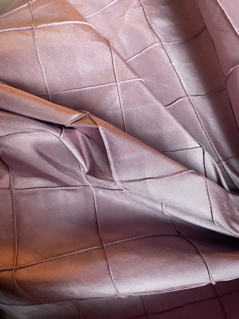 NEW Queen Lila Designer 100% Silk Dupioni - Pintuck Diamond Motif- Pink
