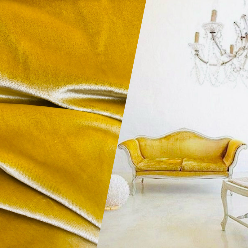 NEW! Emperor Duke 100% Silk Venetian Velvet Upholstery Fabric- Yellow