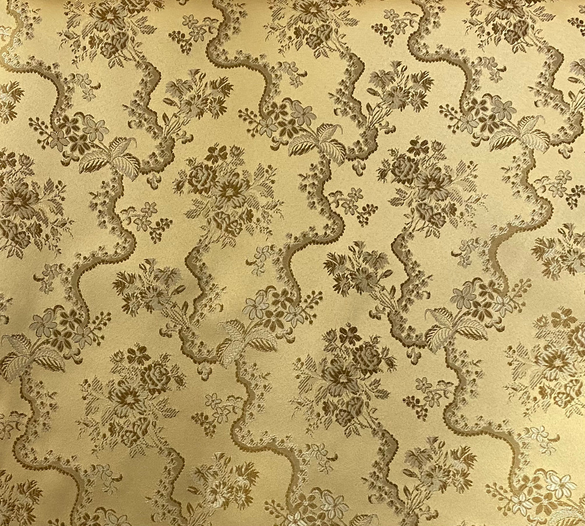 NEW SALE Princess Hailey Designer Brocade Satin Fabric- Antique Yellow Gold Floral Medallion - Fancy Styles Fabric Pierre Frey Lee Jofa Brunschwig & Fils