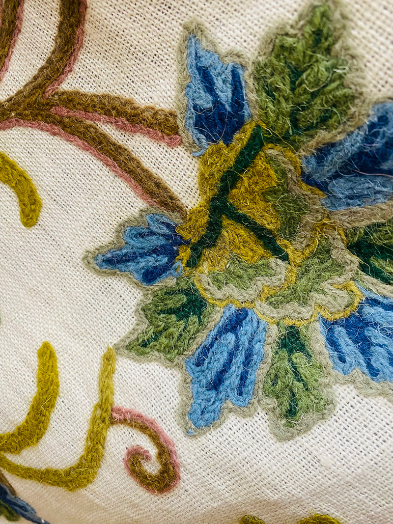 NEW Lady Batilda Novelty Crewel Floral Embroidery Linen Inspired Fabric Upholstery Costume Drapery