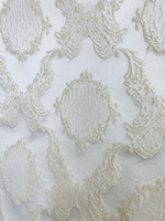 NEW! Duke Fiante Brocade Satin Fabric- White- Damask Upholstery Neoclassical Louis