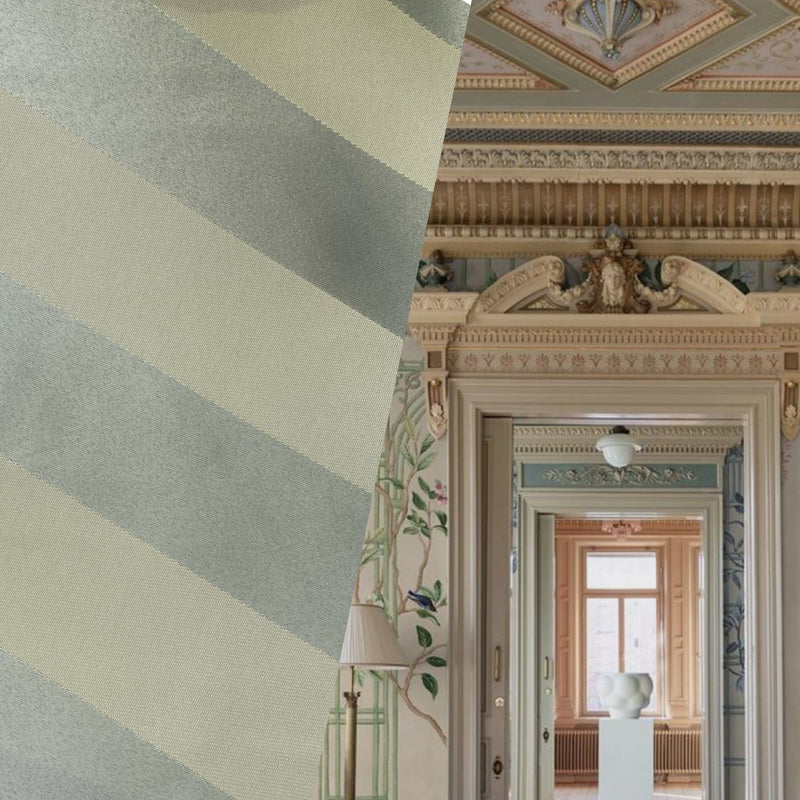 NEW! Prince Jacques Designer Brocade Jacquard Stripe Fabric- Antique Pale Green