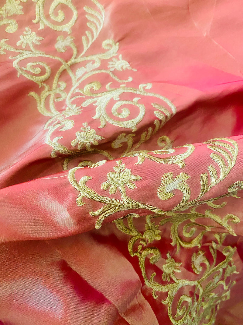 NEW Lady Linda Red with Gold Iridescence “Faux Silk”Embroidered Fabric