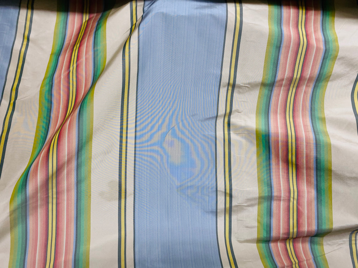 Back in stock! NEW Princess Penelope Designer 100% Silk Taffeta Stripes Fabric - Blue 55” Wide - Fancy Styles Fabric Pierre Frey Lee Jofa Brunschwig & Fils