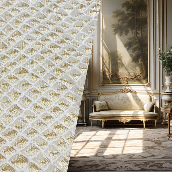 NEW! Duchess Fante Brocade Satin Fabric- Champagne- Diamond Upholstery Neoclassical Louis - Fancy Styles Fabric Pierre Frey Lee Jofa Brunschwig & Fils