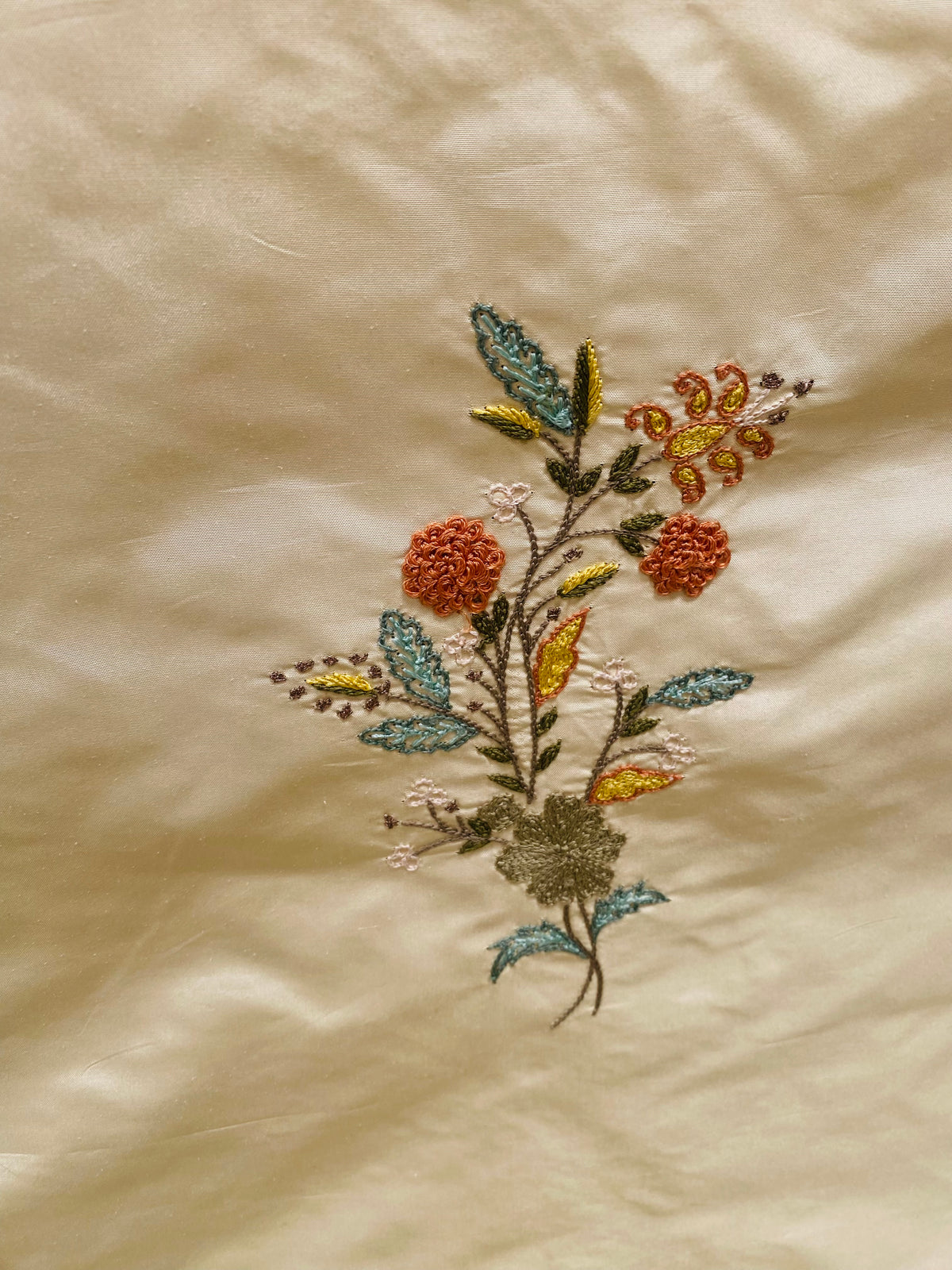 NEW! Princess Jardin 100% Silk Taffeta Novelty Embroidered Drapery Fabric in Floral- Cream - Fancy Styles Fabric Pierre Frey Lee Jofa Brunschwig & Fils