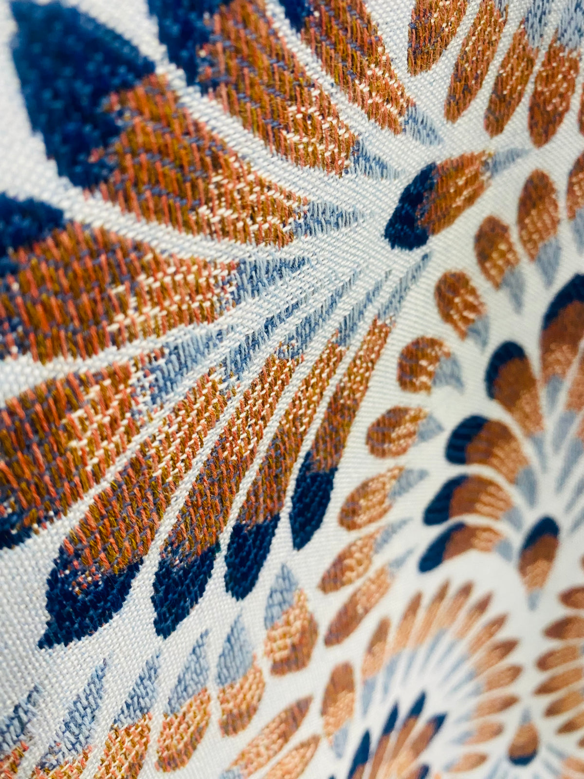 New! SUNBRELLA Plume Tropics- Blue Orange Upholstery Fabric - Fancy Styles Fabric Pierre Frey Lee Jofa Brunschwig & Fils