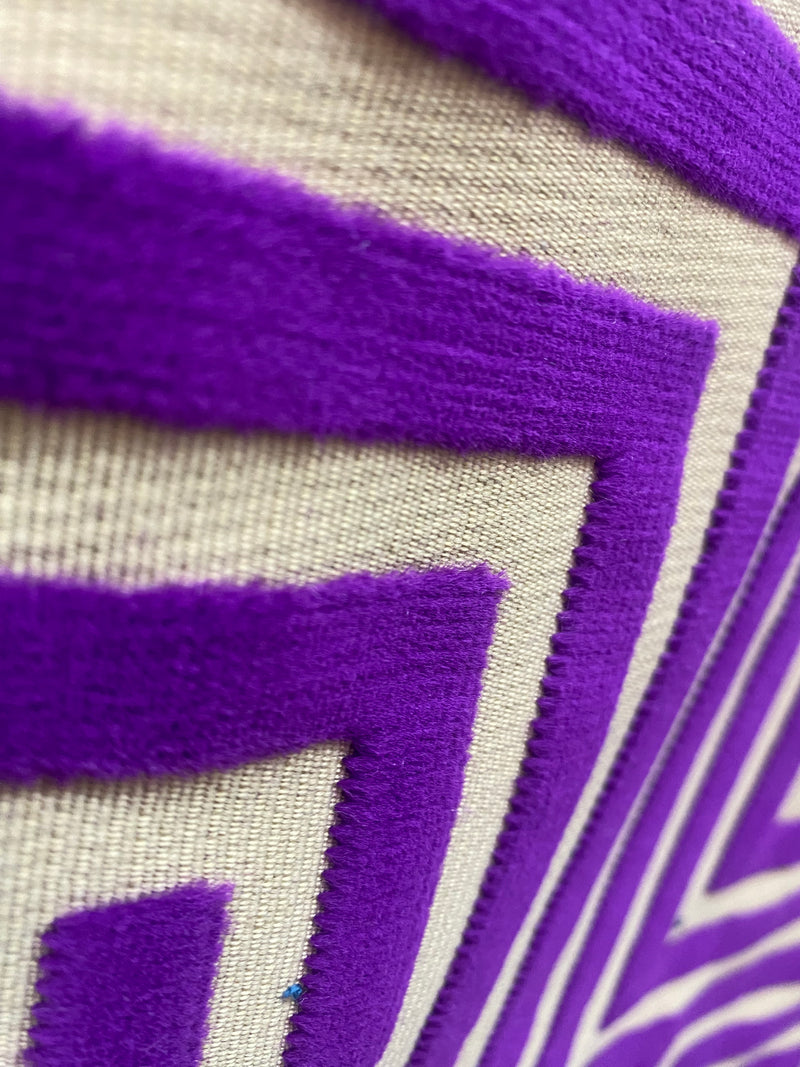 NEW! Sale! VERSACE HOME Novelty Italian Burnout Geometric Chenille Upholstery Velvet Fabric - Magenta Purple