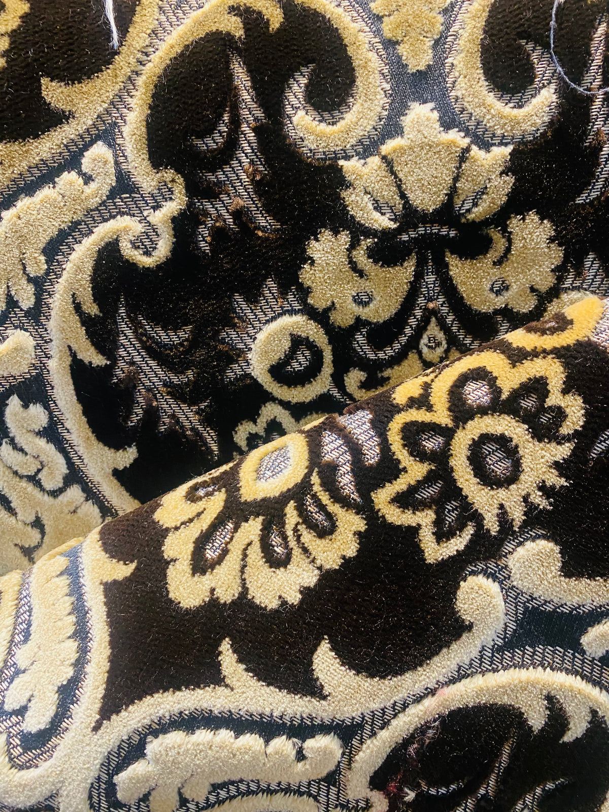 NEW Sir Scott Designer Italian Burnout Medallion Chenille Velvet Fabric Brown and Beige - Upholstery - Fancy Styles Fabric Pierre Frey Lee Jofa Brunschwig & Fils