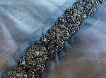 App Sale: $22.50 Mystery Fabric 104- 34" x 55" Copper Embroidered Faux Silk Dupioni + 2 Beaded Appliqués + 1.75 Yards Lady Frank Light Faux Silk Taffeta Teal