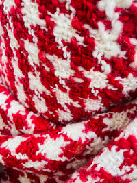 NEW Sir Marco Designer Italian Oversized Houndstooth Knit Wool Blend Fabric - Fuchsia Red & White - Fancy Styles Fabric Pierre Frey Lee Jofa Brunschwig & Fils