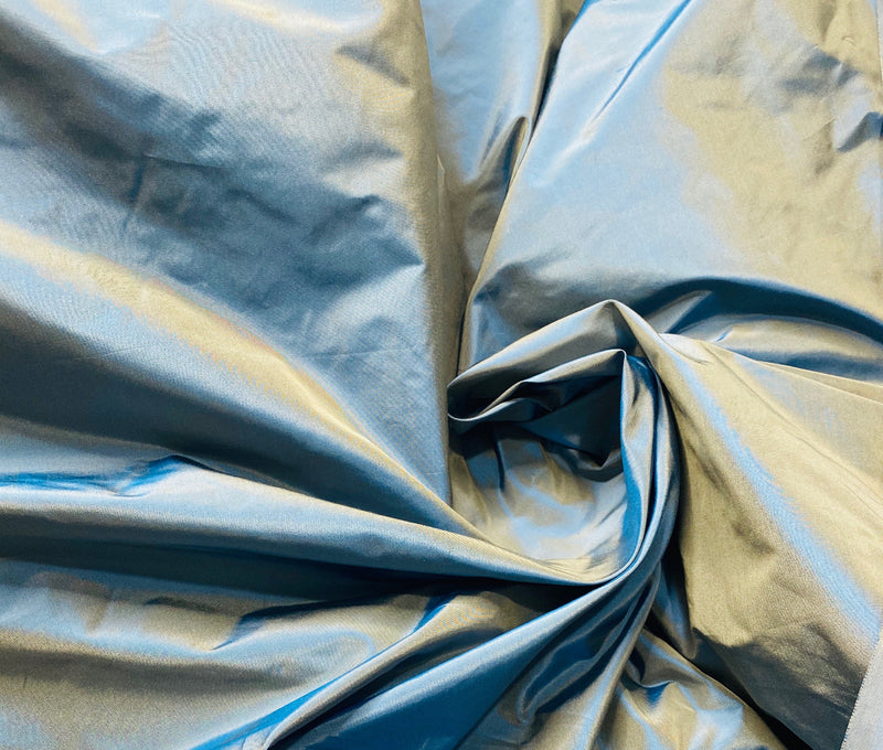 NEW Lady Lisa Designer 100% Silk Taffeta Fabric Jewel Blue with Peach Iridescence