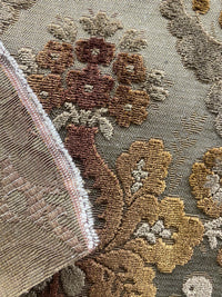 NEW! Duke Napoli Designer Venetian Italian Burnout Medallion Chenille Velvet Gold Taupe Fabric Upholstery Style# HG10007 - Fancy Styles Fabric Pierre Frey Lee Jofa Brunschwig & Fils