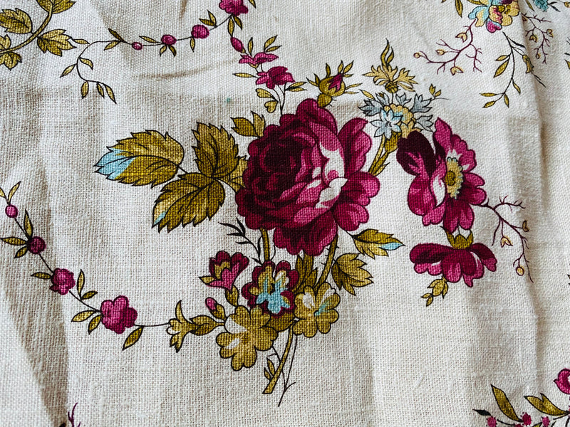 App Sale: Queen Rachel Designer 100% Linen Floral Fabric-