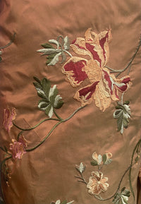 Princess Carey 100% Silk Taffeta Embroidered Floral Fabric - Salmon