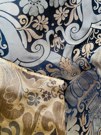 NEW King Dorfman Novelty Floral Jacquard 100% Silk Fabric in Black and Gold - Fancy Styles Fabric Pierre Frey Lee Jofa Brunschwig & Fils
